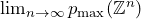 \lim_{n\to\infty}p_{\mathrm{max}}(\mathbb{Z}^n)